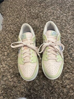 Nike Dunks pink and lime green